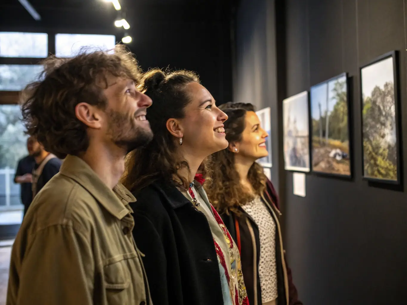 A group of young artists proudly displaying their artwork in a gallery setting, emphasizing the exhibition opportunities provided by OPOPOP.